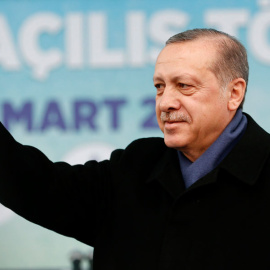 Erdogan, en un discurso sobre el referéndum hoy en Estambul. EFE