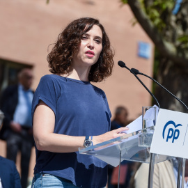 21/04/2023. Isabel Díaz Ayuso interviene en un acto de precampaña, a 15 de abril de 2023, en Leganés.