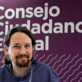 El líder de Podemos, Pablo Iglesias, durante el Consejo Ciudadano Estatal para analizar el nuevo escenario político con el Gobierno de Pedro Sánchez. EFE/Juan Carlos Hidalgo