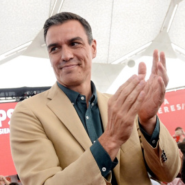 24/05/2019.- El presidente del Gobierno en funciones, Pedro Sánchez, durante un acto con militantes y simpatizantes del partido en Valladolid. / EFE - NACHO GALLEGO