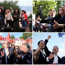 24/05/2019 - PP, PSOE, Ciudadanos y Unidas Podemos durante los actos del cierre de campaña para las elecciones del 26M. / EFE