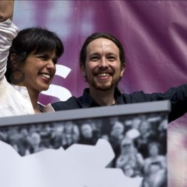 Teresa Rodríguez y Pablo Iglesias, en Málaga. EFE/Archivo