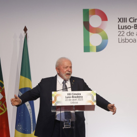 El presidente de Brasil,  Luiz Inacio Lula da Silva, durante la cumbre luso-brasileña de este fin de semana en Portugal.