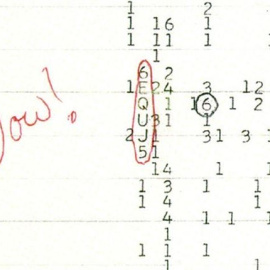 La señal captada por el astrónomo Jerry Ehman en 1977.