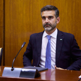 18/04/2023.- Imagen de archivo del consejero de Sostenibilidad de la Junta de Andalucía y portavoz del Gobierno regional, Ramón Fernández-Pacheco, en la comisión de Asuntos Europeos en el Parlamento de Andalucía. Joaquin Corchero / Europa P