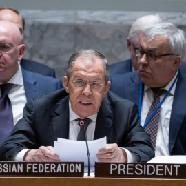 24/04/2023.- Fotografía cedida por la ONU en la que aparece el ministro de Relaciones Exteriores de Rusia, Serguéi Lavrov. EFE/Eskinder Debebe