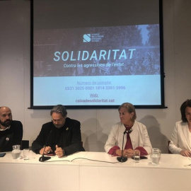 Portavoces de la Caja de Solidaridad durante una rueda de prensa. EUROPA PRESS