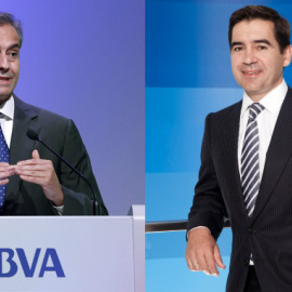 El hasta ahora consejero delegado del BBVA, Ángel Cano, y su sustituto, Carlos Torres.