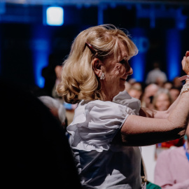 La expresidenta de la Comunidad de Madrid Esperanza Aguirre, durante el Congreso del Partido Popular de Madrid, a 21 de mayo de 2022.