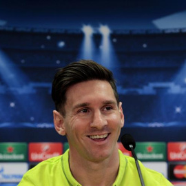 Leo Messi durante la rueda de prensa. /EFE
