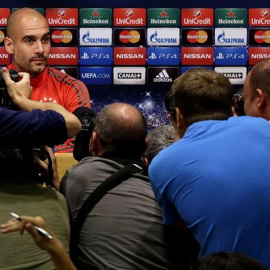 Guardiola, durante la rueda de prensa. EFE/Alberto Estévez