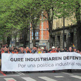 Imagen de la manifestación en Bilbao en defensa de la industria. E.P.