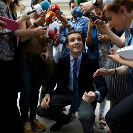 El vicesecretario de Comunicación del PP y precandidato a presidir al partido, Pablo Casado. - EFE