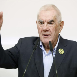 27/05/2019.- El candidato de ERC al Ayuntamiento de Barcelona, Ernest Maragall, durante la rueda de prensa que ha ofrecido este lunes en la sede de su partido para valorar los resultados electorales y en la que ha apostado por gobernar en s