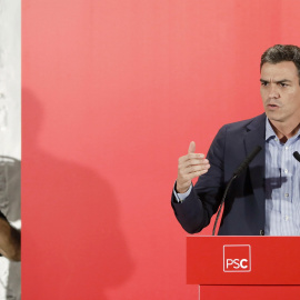 El secretario general del PSOE Pedro Sánchez, durante su intervención en un acto político del PSC organizado por la federación del partido en Barcelona EFE/Andreu Dalmau