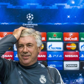 Ancelotti, durante la rueda de prensa. EFE/Emilio Naranjo