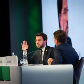 Pere Aragonès a la reunió del Cercle d'Economia. EUROPA PRESS / DAVID ZORRAKINO