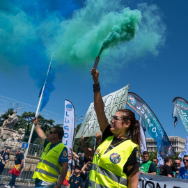 Manifestación convocada por las organizaciones mayoritarias de la Policía Nacional, Jupol, y de la Guardia Civil, Jucil, para reclamar una modificación normativa que evite la pérdida de poder adquisitivo de ambos colectivos, este sábado, en