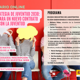 Cartel del seminario online 'La estrategia de la Juventud 2030: bases para un nuevo contrato social con la juventud'.