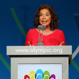 Ana Botella, ex alcaldesa de Madrid, durante su discurso para la candidatura de Madrid 2020. EFE