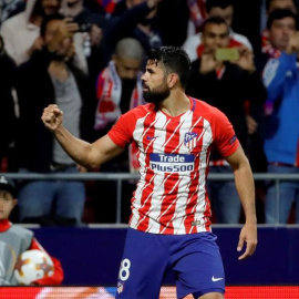 Diego Costa celebra su gol al Arsenal. EFE/JuanJo Martín