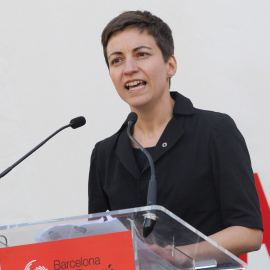 La líder del Partido Verde Europeo, Ska Keller, durante el acto en apoyo de la candidata a la alcaldía de Barcelona de BComú, Ada Colau. EFE/Toni Garriga