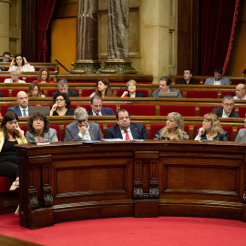 Pleno del Parlament en torno al debate a la totalidad de la proposición de ley sobre el uso y el aprendizaje de las lenguas oficiales en la enseñanza no universitaria del pasado 25 de mayo.