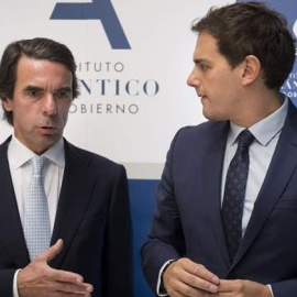 Albert Rivera participó hace unos meses en un acto del Instituto Atlántico donde José María Aznar organizó un máster de "liderazgo". Archivo EFE