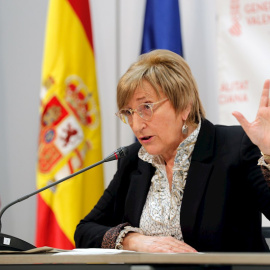 La Consellera de Sanidad, Ana Barceló, durante la rueda de prensa que ha ofrecido este martes.