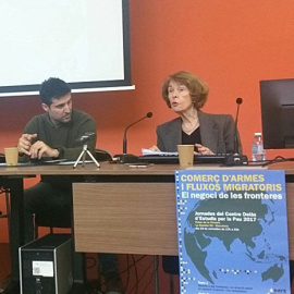 L'escriptora i activista Susan George, en la presentació de les jornades '4 Days 4 Peace', a Barcelona. / Àngel Ferrero