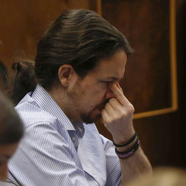 Pablo Iglesias, secretario general de Podemos, en el Congreso de los Diputados.- EFE