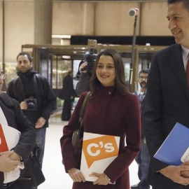 Los candidatos de PSC, Miquel Iceta; Ciudadanos, Inés Arrimadas; y PPC, Xavier García Albiol, en una imagen de archivo. EFE