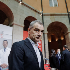 El director de la Oficina del Español, Toni Cantó, a su llegada a la presentación de la campaña ‘El sueño de Madrid’, a 31 de marzo de 2022, en Madrid.