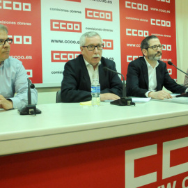 Ignacio Fernández Toxo durante la rueda de prensa.- CCOO