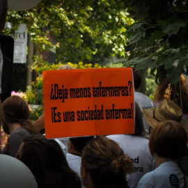 Pancarta en la manifestación de enfermeras este sábado en Madrid