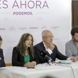 Los candidatos de Podemos durante la presentación de su modelo turístico en Valencia. -PODEMOS