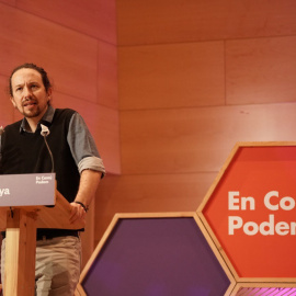 Pablo Iglesias durante el mitin electoral. - En Comú Podem
