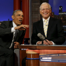 David Letterman junto a Barack Obama en su último programa. /REUTERS