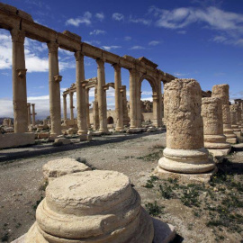 Vista del recorrido por las ruinas de la ciudadela, en el oasis de Palmira. AFP
