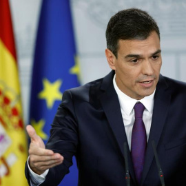 Pedro Sánchez durante la rueda de prensa después del último Consejo de Ministros antes del parón de verano | Foto: EFE