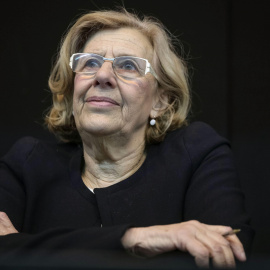 La exjuez Manuela Carmena en la presentación de su lista y proyecto con los que aspira a obtener en primarias la candidatura por Ahora Madrid al Ayuntamiento. EFE/Emilio Naranjo