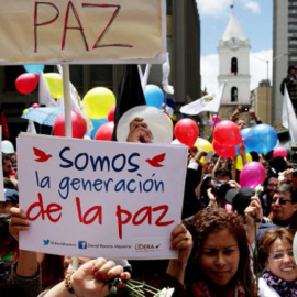 Marcha en Bogotá en apoyo al acuerdo de paz entre el Gobierno de Colombia y las FARC. EFE