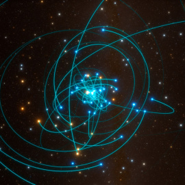Órbitas de algunas de las estrellas cercanas al agujero negro en el centro de la Vía Láctea/ESO-L. CALÇADA-SPACEENGINE.ORG