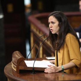 Ione Belarra interviene en el Congreso como portavoz de Podemos. / EFE