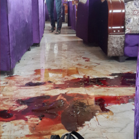 Estado en que quedí la cafetería en la que tiene su sede una peña madridista en la ciuidad iraquí de Balad. REUTERS/Stringer