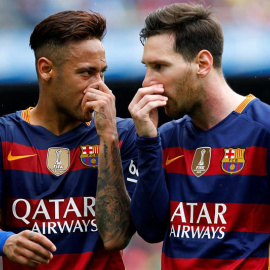 Neymar y Messi, durante el partido contra el Espanyol. EFE/Quique García