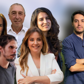 Imagen combinada de varios candidatos a las elecciones del 28M junto al periodista Chema Molina.