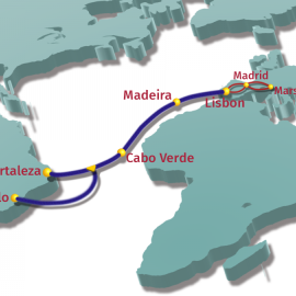 Diagrama del nuevo cable submarino. EllaLink