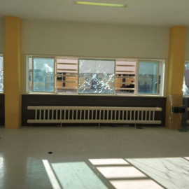 Destrozos en el interior de la cárcel de Archidona tras una protesta de los migrantes internos.