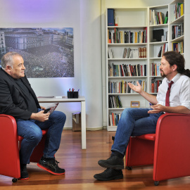 Pablo Iglesias durante la entrevista con Antonio Ferreras a una semana de la investidura de Pedro Sánchez / Daniel Gago - Podemos